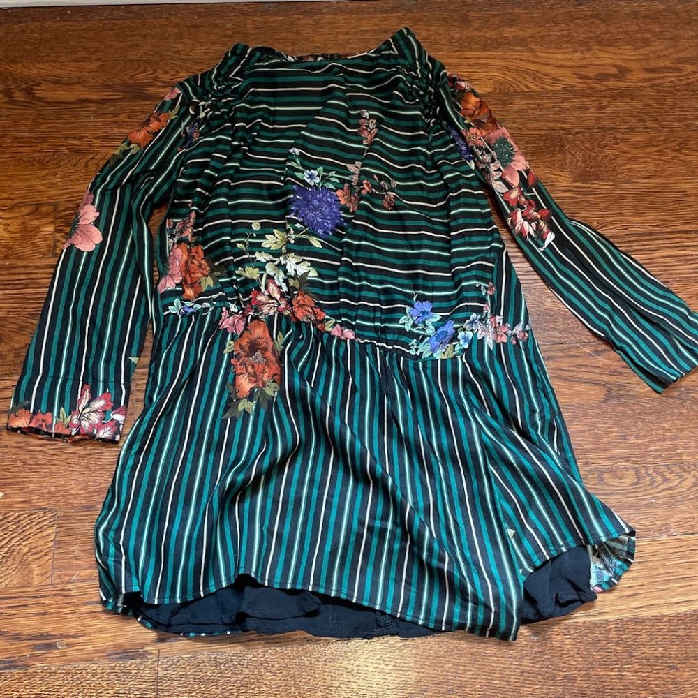 ZARA girls autumn flowers striped dress size 6